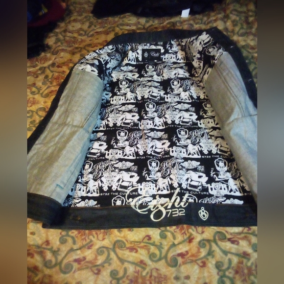 8732 Motor Club (Young Jeezy) Raw Denim Embroidered Hip Hop Jacket Men 2XL Blue - Picture 8 of 16